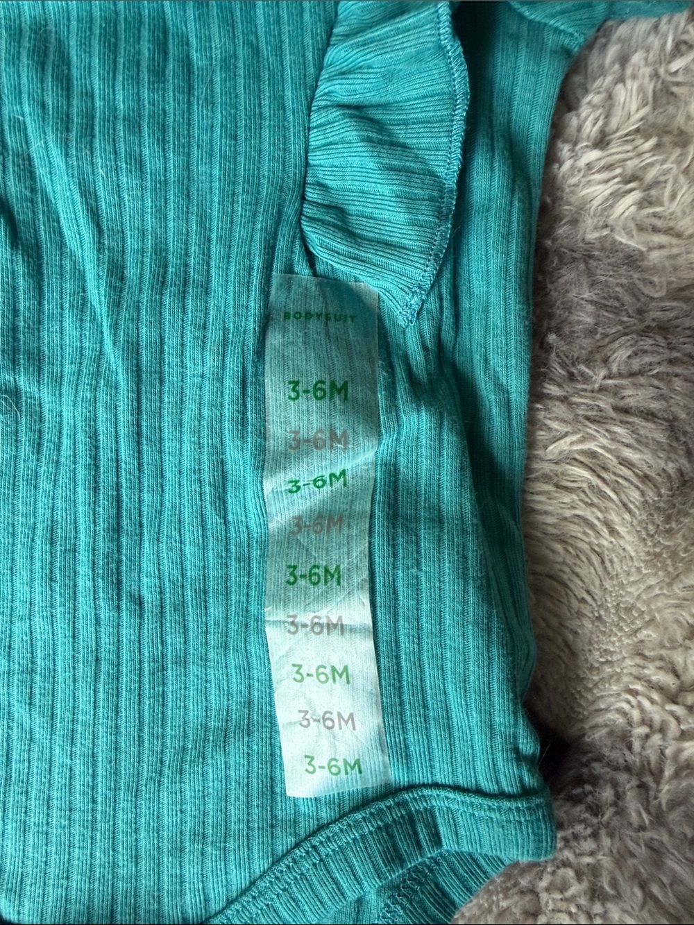 dip Teal Ribbed Ruffle One-Piece Bodysuit - Picture 3 of 3